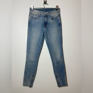 Ksubi Womens Light Washed Denim Distressed Skinny Jeans Blue Size 26 Ankle Zip